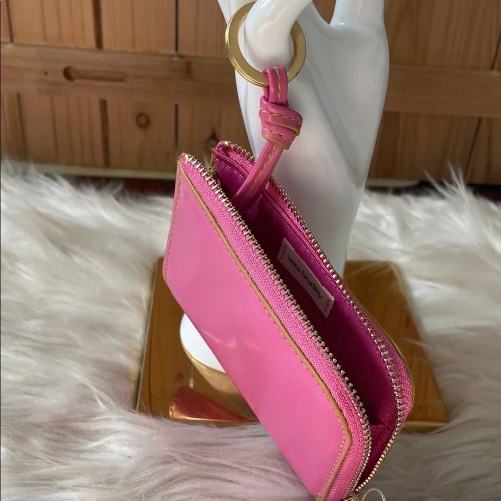 Vera Bradley Barbie Pink Patent Zip Card Wallet with Gold Trim & Key Holder - Picture 8 of 9